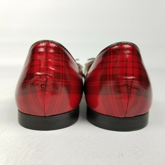 Kate Spade Womens Ballet Flats Red Plaid Bow Sz 8 - Picture 8 of 10